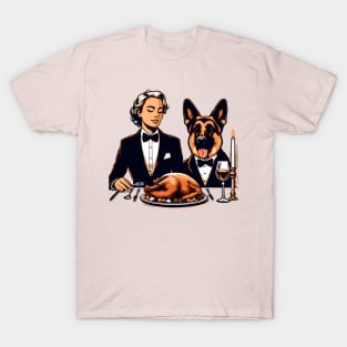 Lady And German Shepherd Thanksgiving T-Shirt